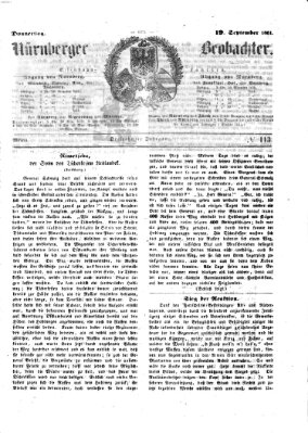 Nürnberger Beobachter Donnerstag 19. September 1861