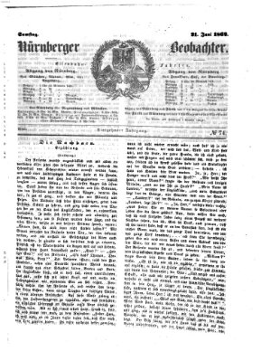 Nürnberger Beobachter Samstag 21. Juni 1862