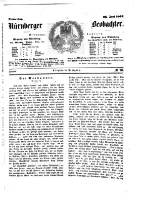 Nürnberger Beobachter Donnerstag 26. Juni 1862