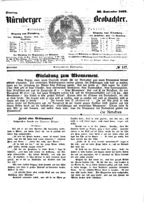 Nürnberger Beobachter Dienstag 30. September 1862