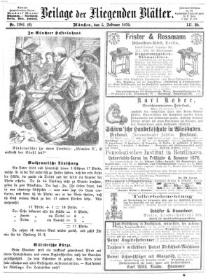 Fliegende Blätter Samstag 5. Februar 1870