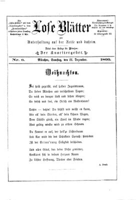 Lose Blätter Samstag 22. Dezember 1866