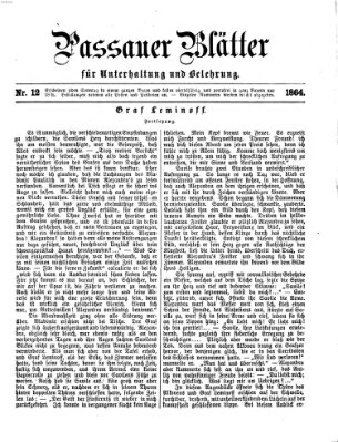 Passauer Blätter für Unterhaltung und Belehrung Sonntag 20. März 1864