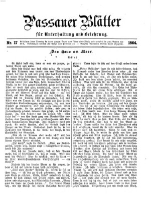 Passauer Blätter für Unterhaltung und Belehrung Sonntag 24. April 1864