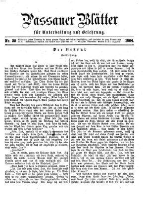 Passauer Blätter für Unterhaltung und Belehrung Sonntag 28. August 1864