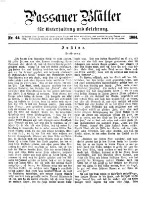 Passauer Blätter für Unterhaltung und Belehrung Sonntag 30. Oktober 1864