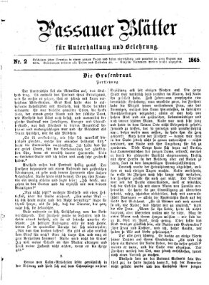 Passauer Blätter für Unterhaltung und Belehrung Sonntag 15. Januar 1865