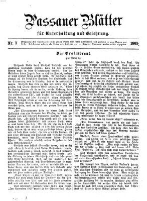 Passauer Blätter für Unterhaltung und Belehrung Sonntag 19. Februar 1865