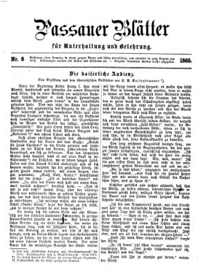 Passauer Blätter für Unterhaltung und Belehrung Sonntag 26. Februar 1865