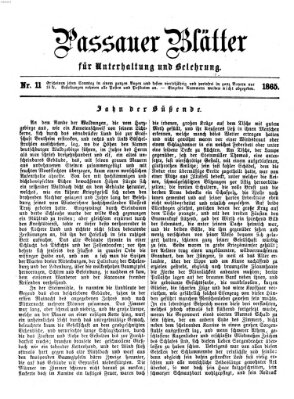 Passauer Blätter für Unterhaltung und Belehrung Sonntag 19. März 1865