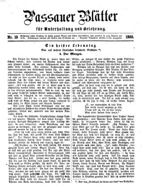 Passauer Blätter für Unterhaltung und Belehrung Sonntag 16. April 1865