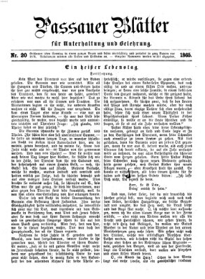 Passauer Blätter für Unterhaltung und Belehrung Sonntag 21. Mai 1865