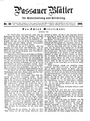 Passauer Blätter für Unterhaltung und Belehrung Sonntag 11. Juni 1865