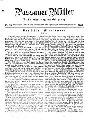 Passauer Blätter für Unterhaltung und Belehrung Sonntag 25. Juni 1865