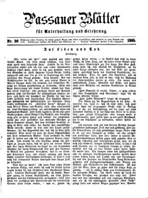 Passauer Blätter für Unterhaltung und Belehrung Sonntag 2. Juli 1865