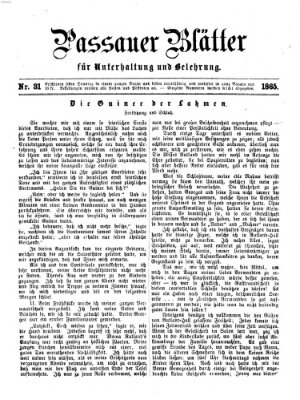 Passauer Blätter für Unterhaltung und Belehrung Sonntag 6. August 1865