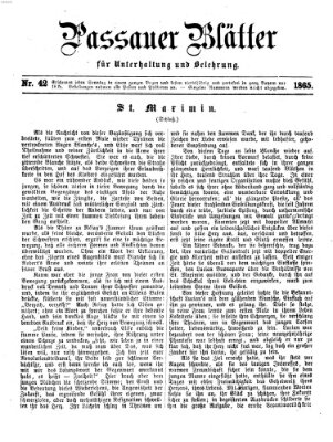 Passauer Blätter für Unterhaltung und Belehrung Sonntag 22. Oktober 1865