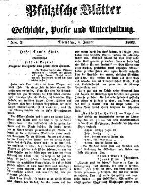 Pfälzische Blätter für Geschichte, Poesie und Unterhaltung (Zweibrücker Wochenblatt) Dienstag 4. Januar 1853