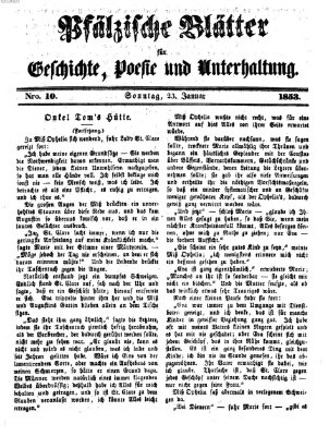 Pfälzische Blätter für Geschichte, Poesie und Unterhaltung (Zweibrücker Wochenblatt) Sonntag 23. Januar 1853