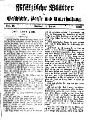 Pfälzische Blätter für Geschichte, Poesie und Unterhaltung (Zweibrücker Wochenblatt) Freitag 11. Februar 1853