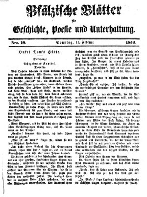 Pfälzische Blätter für Geschichte, Poesie und Unterhaltung (Zweibrücker Wochenblatt) Sonntag 13. Februar 1853