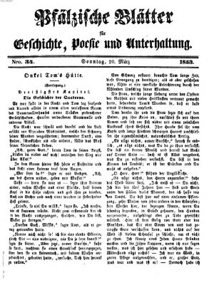 Pfälzische Blätter für Geschichte, Poesie und Unterhaltung (Zweibrücker Wochenblatt) Sonntag 20. März 1853