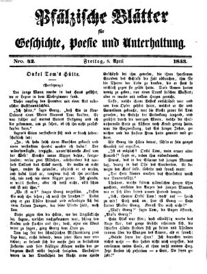 Pfälzische Blätter für Geschichte, Poesie und Unterhaltung (Zweibrücker Wochenblatt) Freitag 8. April 1853