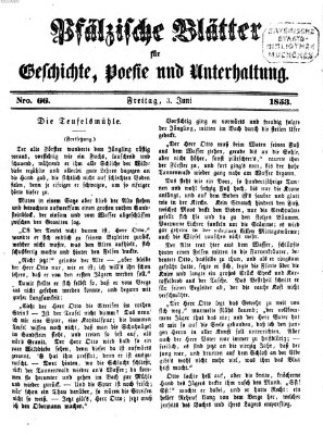 Pfälzische Blätter für Geschichte, Poesie und Unterhaltung (Zweibrücker Wochenblatt) Freitag 3. Juni 1853