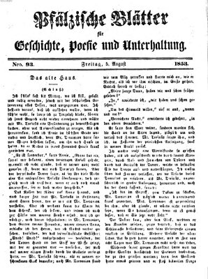 Pfälzische Blätter für Geschichte, Poesie und Unterhaltung (Zweibrücker Wochenblatt) Freitag 5. August 1853