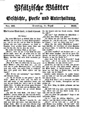 Pfälzische Blätter für Geschichte, Poesie und Unterhaltung (Zweibrücker Wochenblatt) Dienstag 23. August 1853