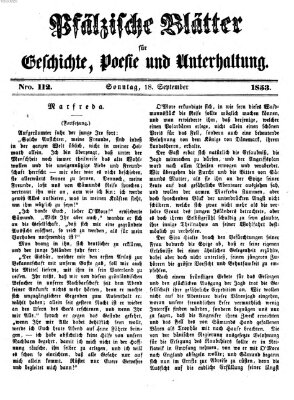 Pfälzische Blätter für Geschichte, Poesie und Unterhaltung (Zweibrücker Wochenblatt) Sonntag 18. September 1853