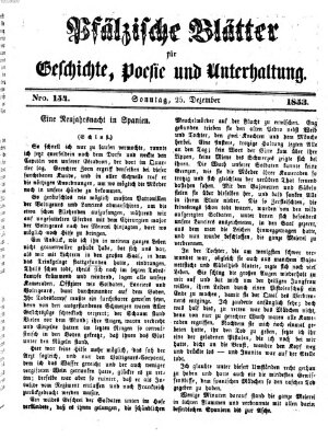 Pfälzische Blätter für Geschichte, Poesie und Unterhaltung (Zweibrücker Wochenblatt) Sonntag 25. Dezember 1853