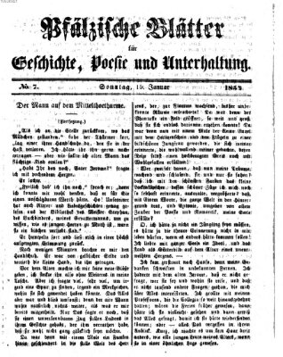 Pfälzische Blätter für Geschichte, Poesie und Unterhaltung (Zweibrücker Wochenblatt) Sonntag 15. Januar 1854