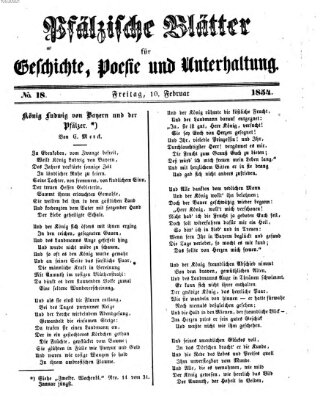 Pfälzische Blätter für Geschichte, Poesie und Unterhaltung (Zweibrücker Wochenblatt) Freitag 10. Februar 1854