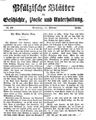 Pfälzische Blätter für Geschichte, Poesie und Unterhaltung (Zweibrücker Wochenblatt) Sonntag 12. Februar 1854