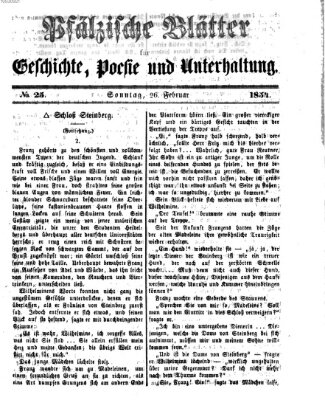 Pfälzische Blätter für Geschichte, Poesie und Unterhaltung (Zweibrücker Wochenblatt) Sonntag 26. Februar 1854