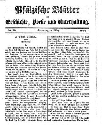 Pfälzische Blätter für Geschichte, Poesie und Unterhaltung (Zweibrücker Wochenblatt) Sonntag 5. März 1854