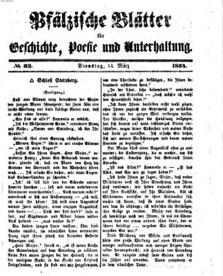 Pfälzische Blätter für Geschichte, Poesie und Unterhaltung (Zweibrücker Wochenblatt) Dienstag 14. März 1854