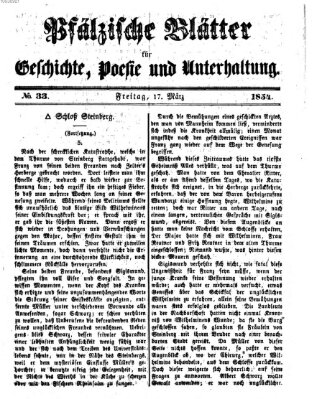 Pfälzische Blätter für Geschichte, Poesie und Unterhaltung (Zweibrücker Wochenblatt) Freitag 17. März 1854