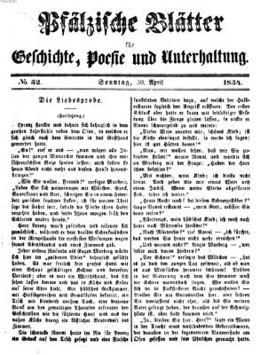 Pfälzische Blätter für Geschichte, Poesie und Unterhaltung (Zweibrücker Wochenblatt) Sonntag 30. April 1854