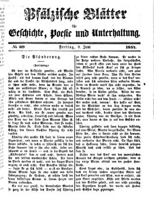 Pfälzische Blätter für Geschichte, Poesie und Unterhaltung (Zweibrücker Wochenblatt) Freitag 9. Juni 1854