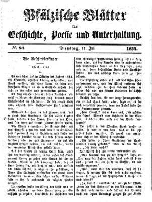 Pfälzische Blätter für Geschichte, Poesie und Unterhaltung (Zweibrücker Wochenblatt) Dienstag 11. Juli 1854