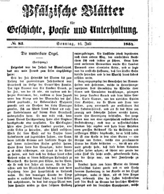 Pfälzische Blätter für Geschichte, Poesie und Unterhaltung (Zweibrücker Wochenblatt) Sonntag 16. Juli 1854