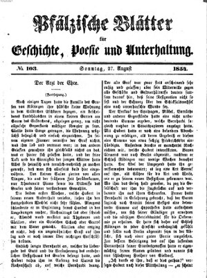 Pfälzische Blätter für Geschichte, Poesie und Unterhaltung (Zweibrücker Wochenblatt) Sonntag 27. August 1854