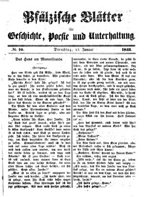 Pfälzische Blätter für Geschichte, Poesie und Unterhaltung (Zweibrücker Wochenblatt) Dienstag 23. Januar 1855