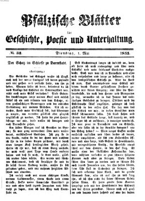 Pfälzische Blätter für Geschichte, Poesie und Unterhaltung (Zweibrücker Wochenblatt) Dienstag 1. Mai 1855