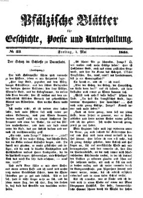 Pfälzische Blätter für Geschichte, Poesie und Unterhaltung (Zweibrücker Wochenblatt) Freitag 4. Mai 1855