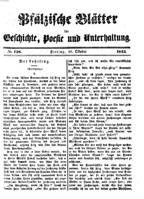 Pfälzische Blätter für Geschichte, Poesie und Unterhaltung (Zweibrücker Wochenblatt) Freitag 26. Oktober 1855