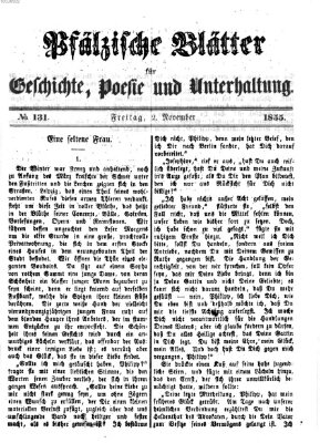 Pfälzische Blätter für Geschichte, Poesie und Unterhaltung (Zweibrücker Wochenblatt) Freitag 2. November 1855