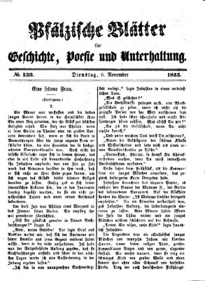 Pfälzische Blätter für Geschichte, Poesie und Unterhaltung (Zweibrücker Wochenblatt) Dienstag 6. November 1855